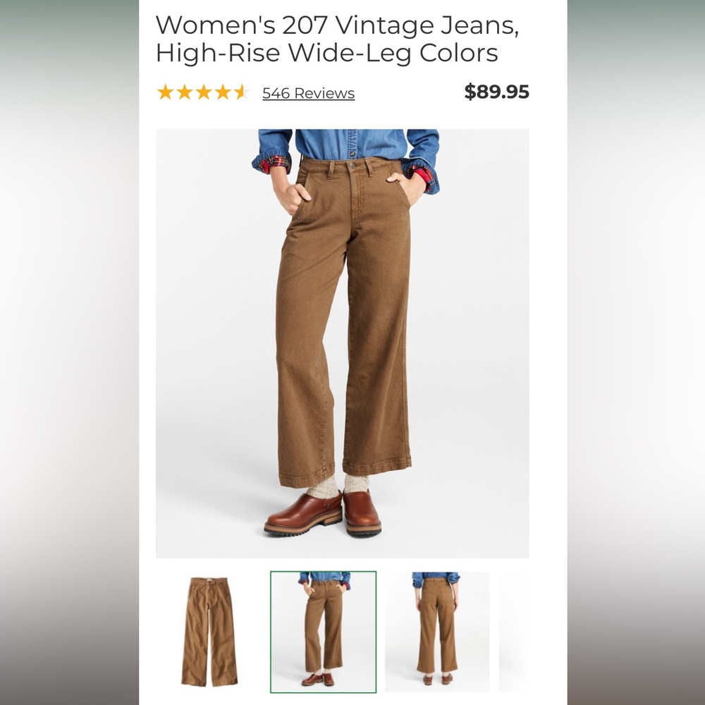 L.L. Bean Women's Brown Wide-Leg Jeans